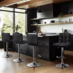 كرسي بار من الجلد الفاخر و الفولاذ الفخم